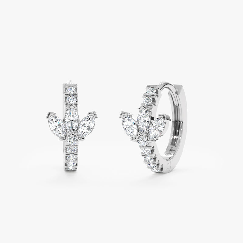 White Gold Marquise Diamond Huggies