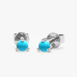White Gold Turquoise Stud Earrings