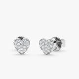 White Gold Pave Diamond Heart Studs