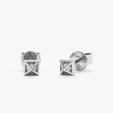 White Gold Diamond Pyramid Earrings