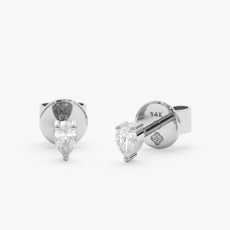 White Gold Pear Shaped Diamond Studs