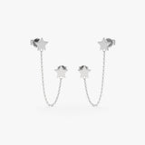White gold chain star earrings