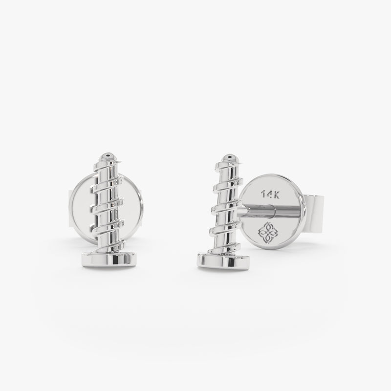 White Gold Handmade Screw Studs