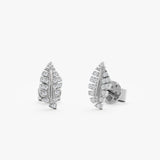 White Gold Diamond Leaf Studs