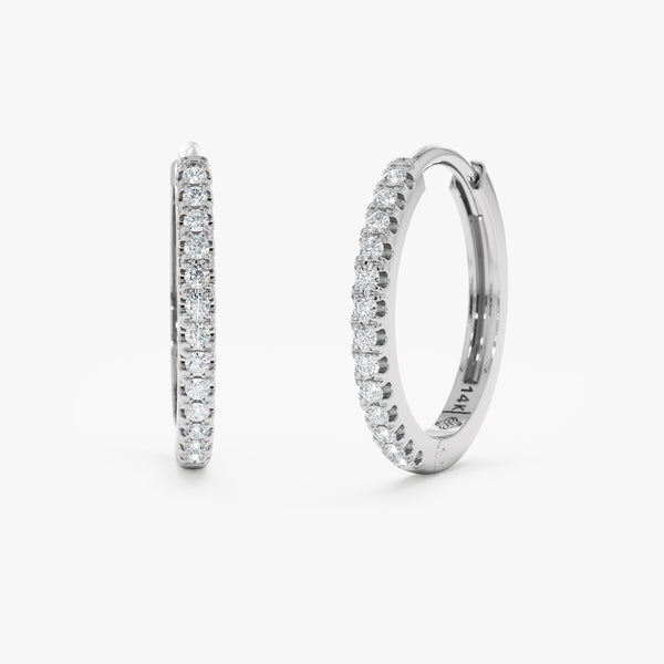 Natural Dainty Diamond White Gold Huggies