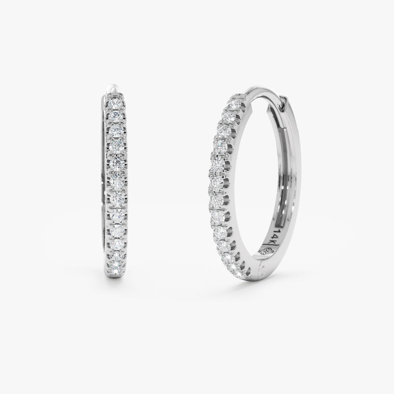 Natural Dainty Diamond White Gold Huggies