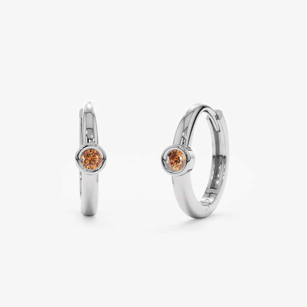 White Gold Citrine Huggies