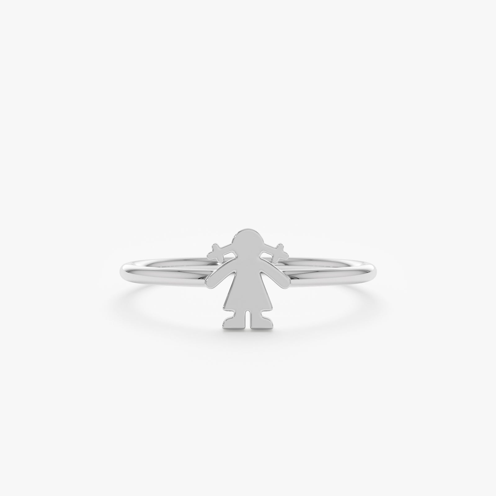 Handmade Solid Gold Mother Daughter Ring 14K White Gold 9 US