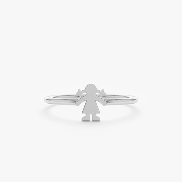 Handmade White Gold Little Girl Ring