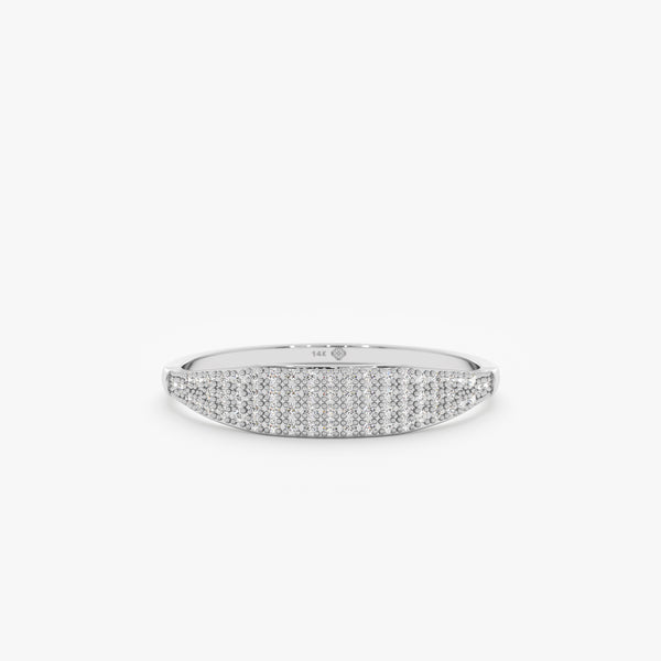 White Gold Pave Diamond Signet Ring