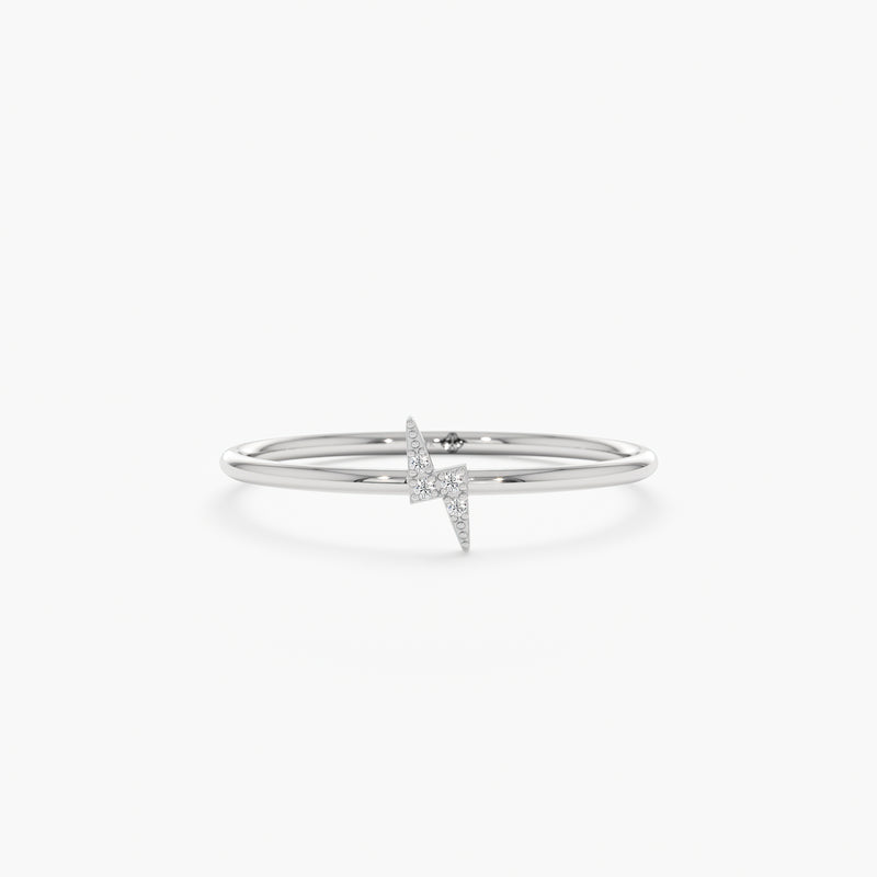 mini white gold lightning bolt ring
