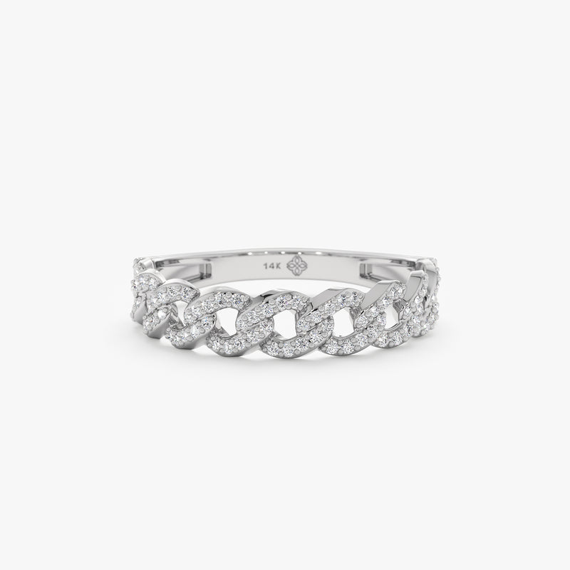White Gold Diamond Half Cuban Band