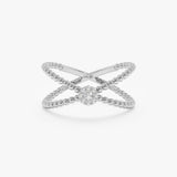 Dainty Diamond White Gold X Ring