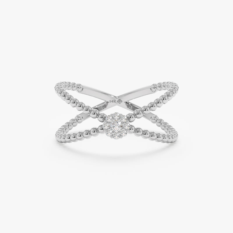 Dainty Diamond White Gold X Ring