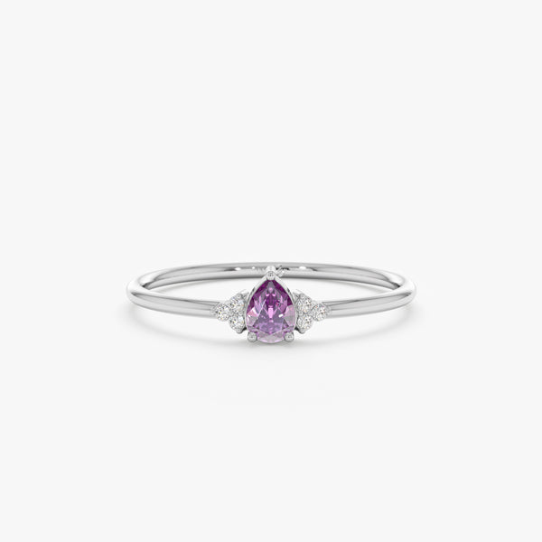 White Gold Handmade Amethyst Ring