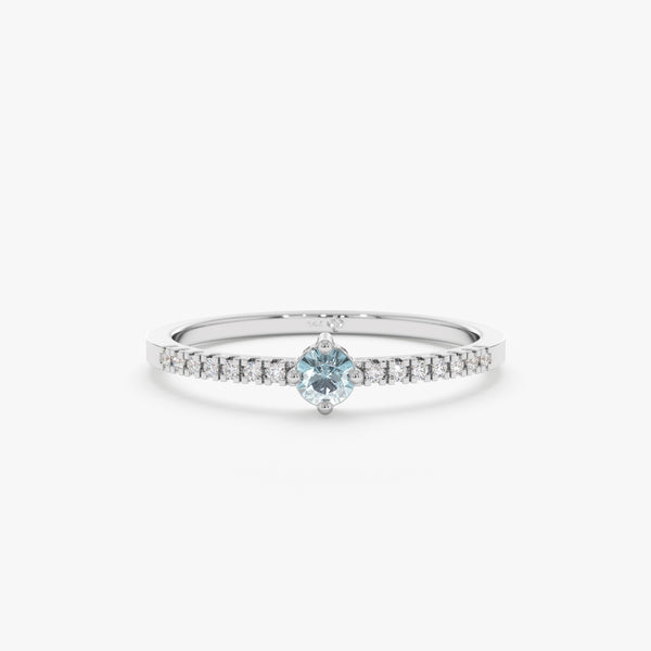 White Gold Aquamarine Diamond Ring