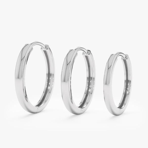 Handcrafted Solid 14k White Gold hoop earrings