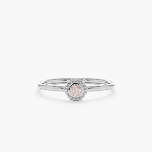 Handmade White Gold Quartz Ring 
