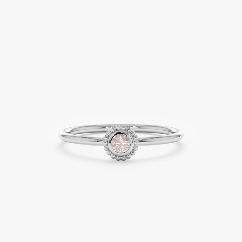 Handmade White Gold Quartz Ring 