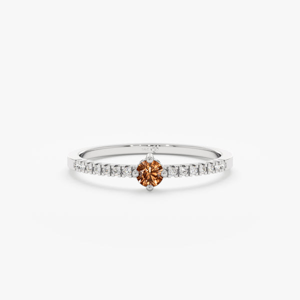 White Gold Diamond Citrine Ring