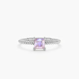 White Gold Prong Set Moonstone Ring