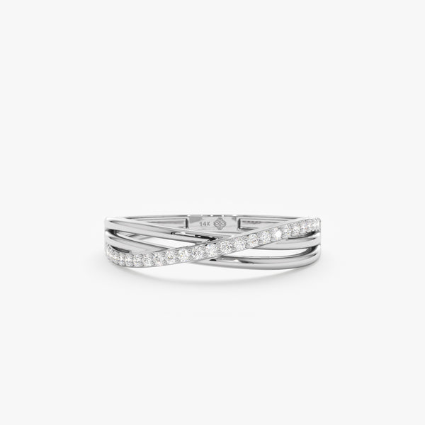 White Gold Diamond Crossover Ring