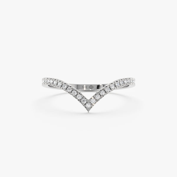 White Gold Diamond V Ring