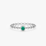 White Gold Emerald Chain Ring