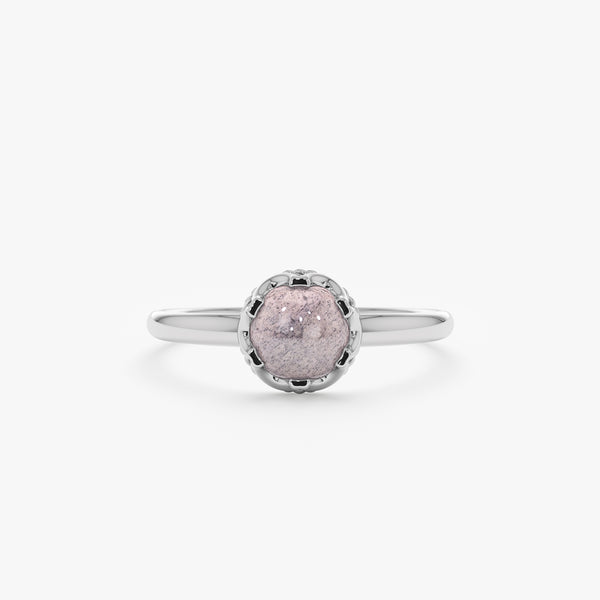 White Gold Labradorite Ring