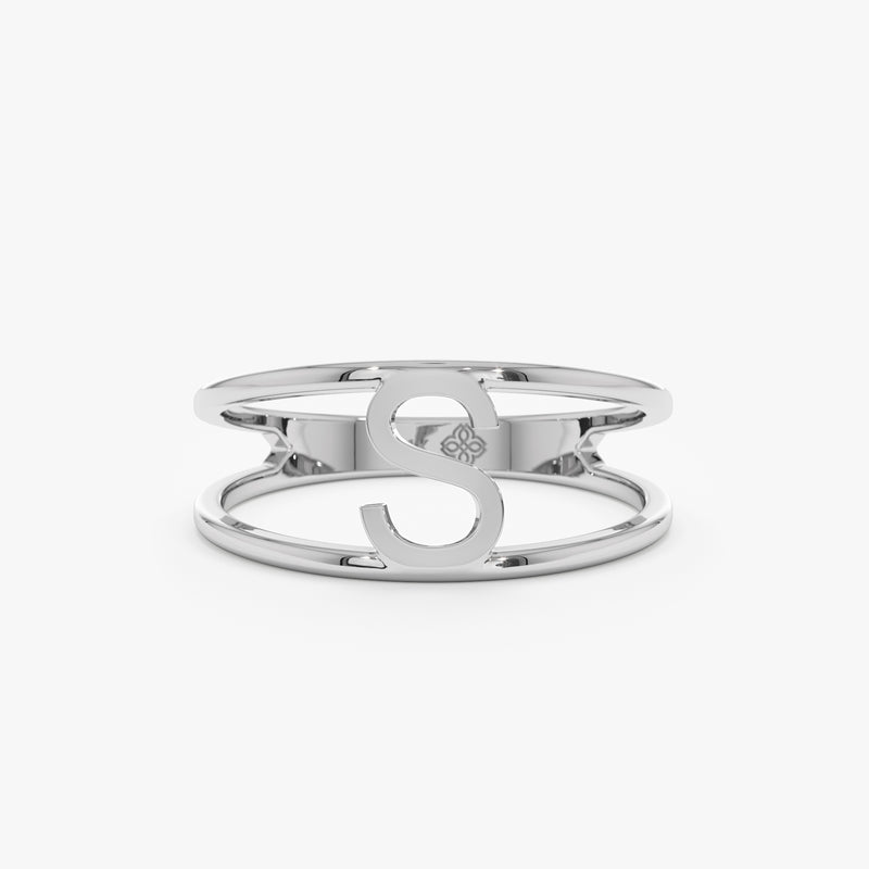 White Gold Custom Initial Ring