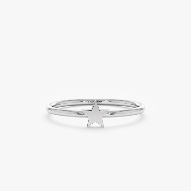 Minimalist White Gold Star Ring