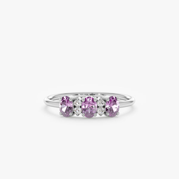 White Gold Diamond Amethyst Ring