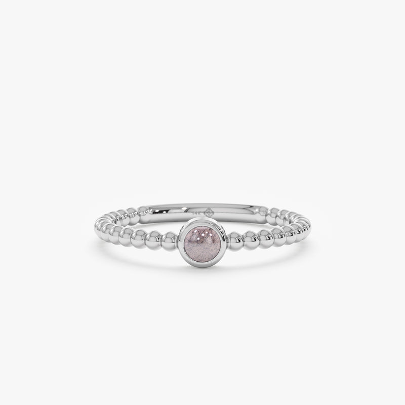 white gold beaded ring