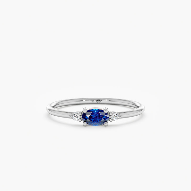 18K White Gold Lady Diana Blue Sapphire Oval Ring – Vaibhav Dhadda Jewelry