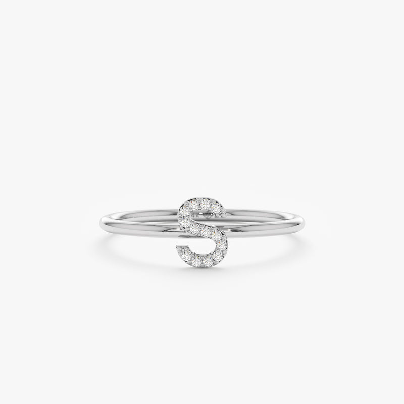 White Gold Diamond Initial Ring