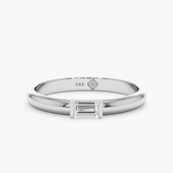 White Gold Band for April Birthdays