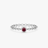 White Gold Natural Ruby Chain Ring