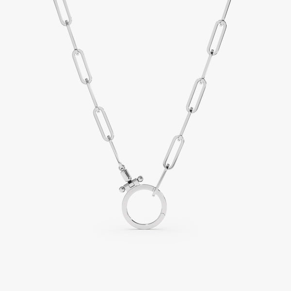 white gold paperclip chain necklace