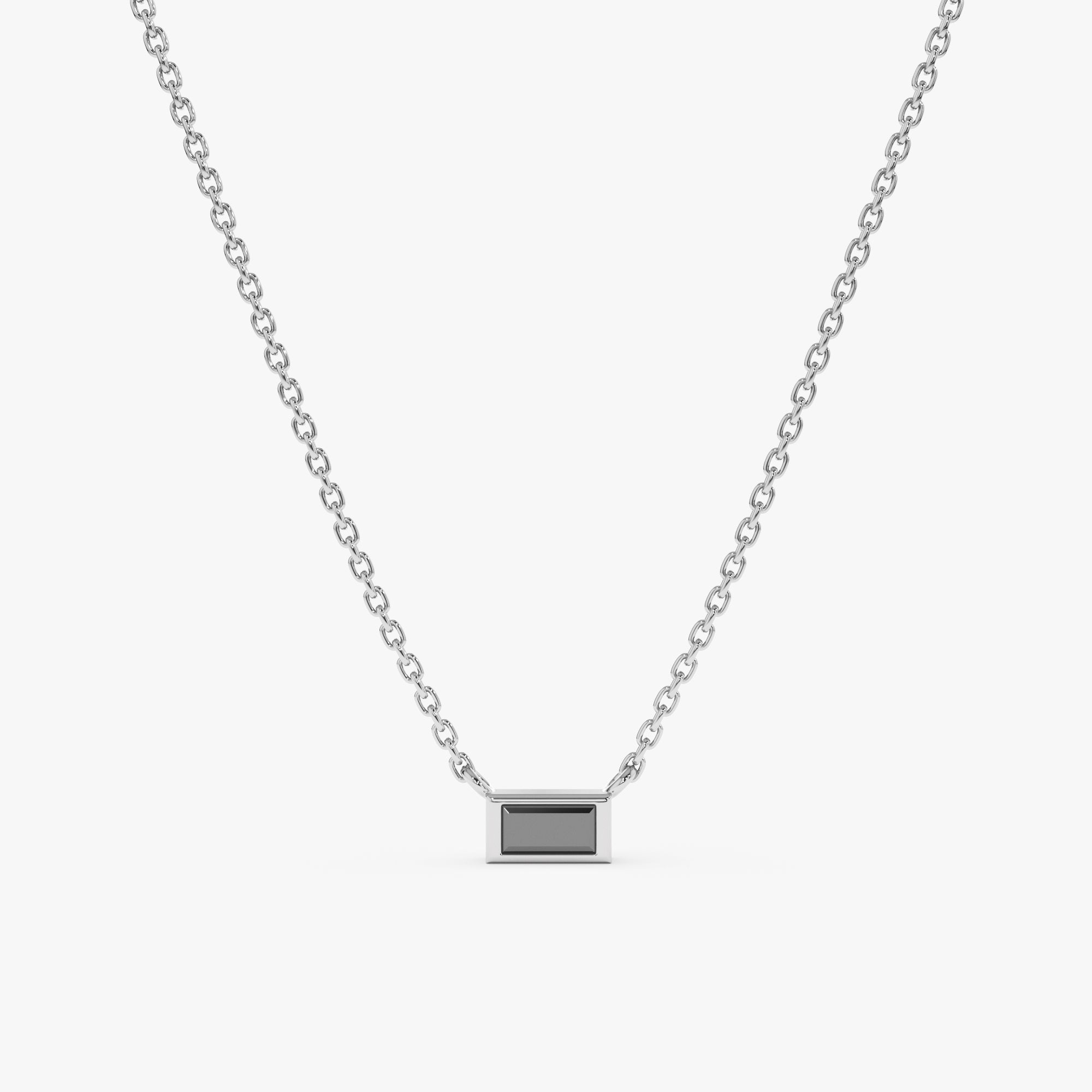 Natural Black Diamond Baguette Necklace | Handmade Jewelry