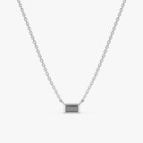 white gold handmade baguette necklace