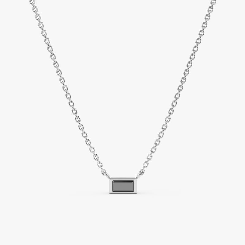 white gold handmade baguette necklace