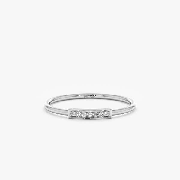 White Gold Pave Diamond Bar Ring