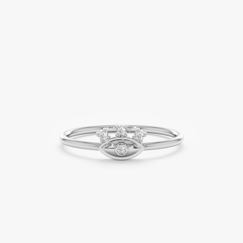 White Gold Diamond Evil Eye Ring
