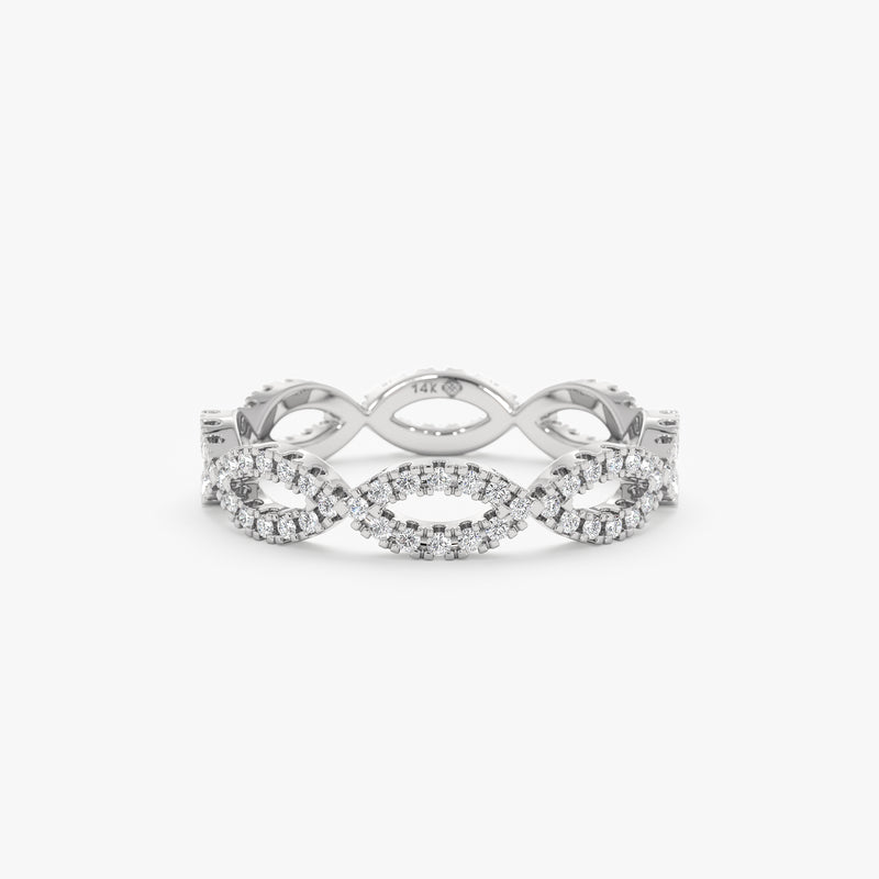 handcrafted in solid white diamond ring