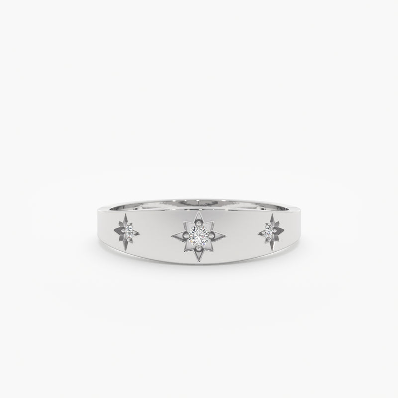 White Gold Diamond Starburst Ring