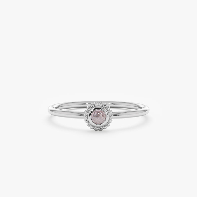 White Gold Labradorite Stacking Ring