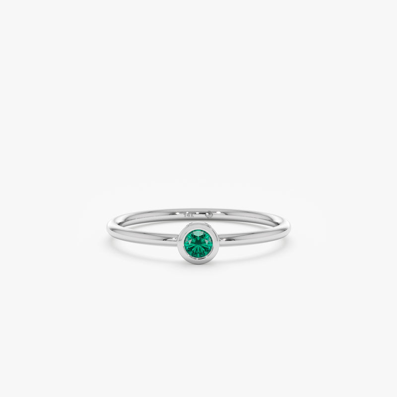 White Gold Emerald Bezel Ring