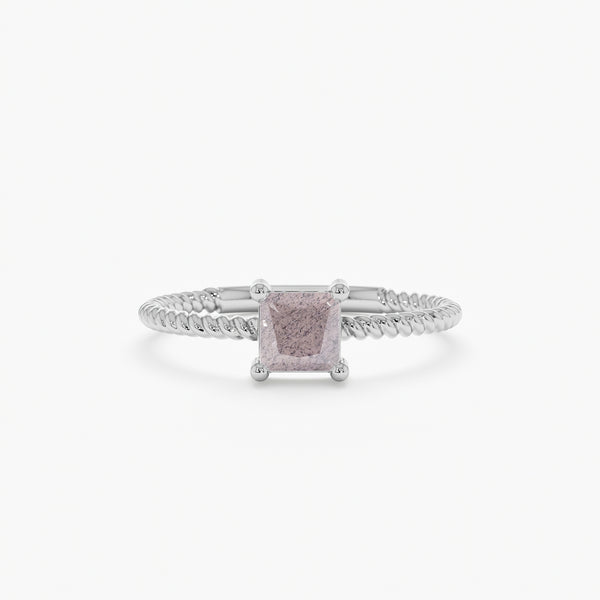 White Gold Prong Set Labradorite Ring