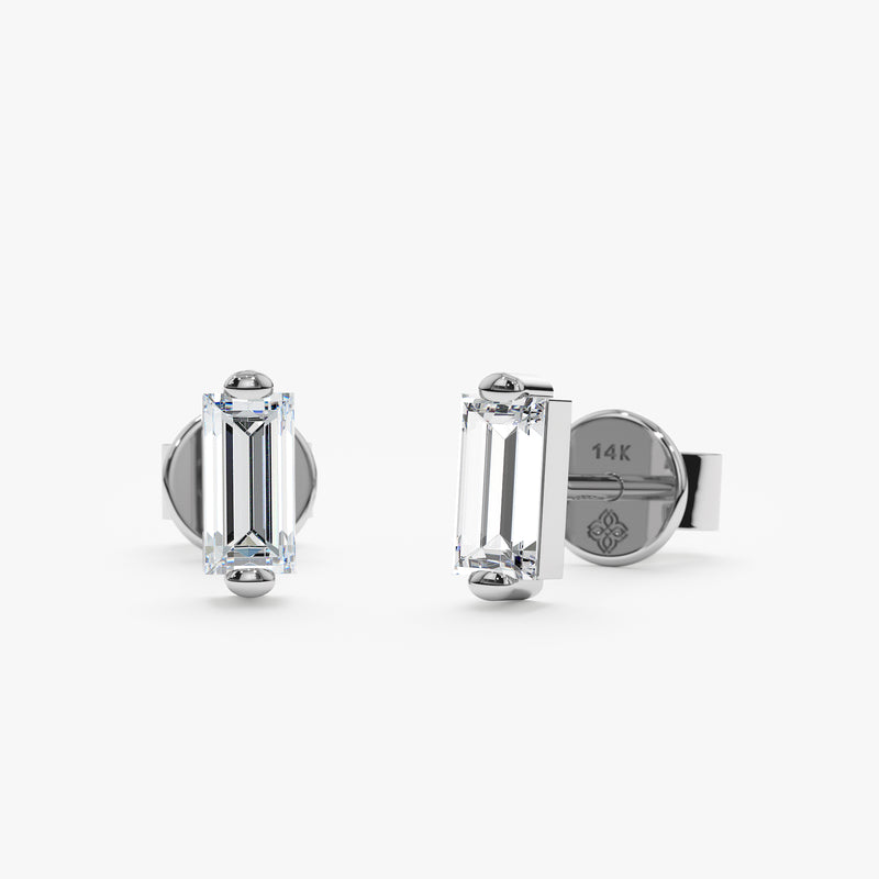 White Gold Diamond Baguette Earrings