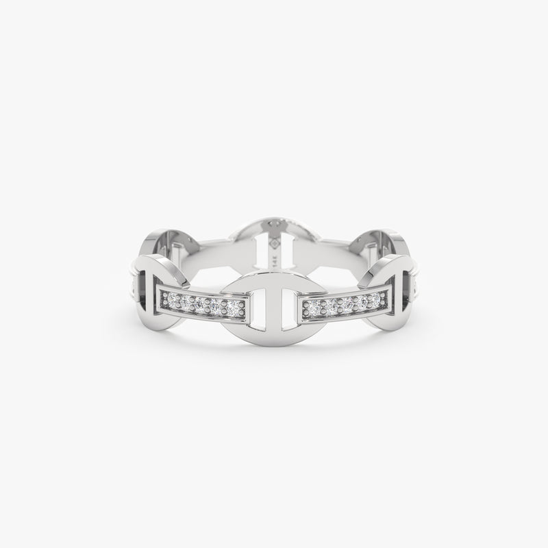 White Gold Diamond Chain Link Ring